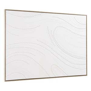 Homer - décoration murale 103x143cm blanche à points, cadre naturel