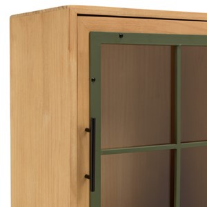 Helena - buffet 1 porte vitrée encadrement pin vert et métal noir