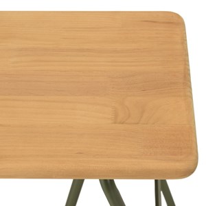 Helena - console plateau en bois pin et pieds tréteaux en métal vert