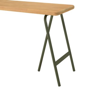 Helena - console plateau en bois pin et pieds tréteaux en métal vert