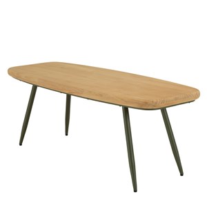 Helena - table basse plateau en bois pin pieds scandinaves métal vert