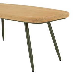 Helena - table basse plateau en bois pin pieds scandinaves métal vert