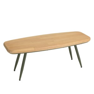 Helena - table basse plateau l100cm en bois pin pieds vert