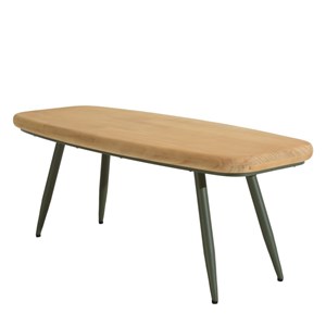 Helena - table basse plateau l100cm en bois pin pieds vert