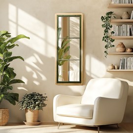 Helena - miroir rectangulaire esprit verrière bois pin et métal vert