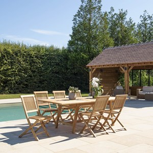 Fun - salon de jardin avec table en bois teck et 6 chaises