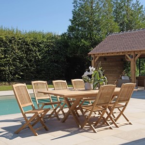 Fun - salon de jardin en bois teck pour 8 à 10 personnes
