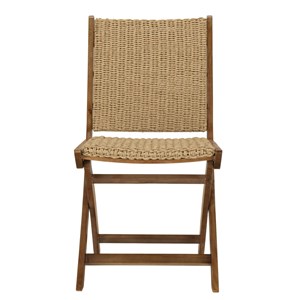 Vick - lot de 2 chaises pliantes en bois d'acacia huilé et rotin