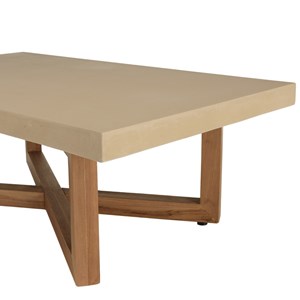 Dak - table basse rect. 120x70cm en béton et bois de teck beige