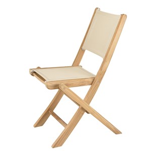 Fun - ensemble de 2 chaises pliantes bois teck et textilène beige