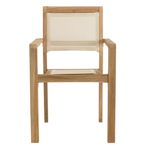 Fun - lot de 2 fauteuils empilables bois teck et textilène beige