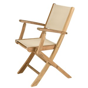 Fun - lot de 2 fauteuils pliants bois teck textilène couleur beige