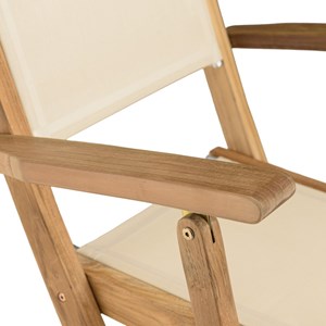 Fun - lot de 2 fauteuils pliants bois teck textilène couleur beige
