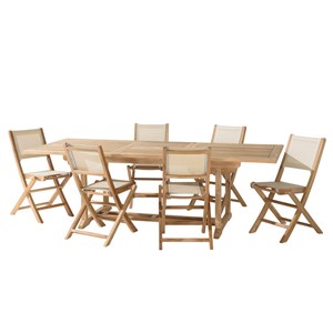 Fun - ensemble de jardin en bois teck et textilène 8 à 10 personnes