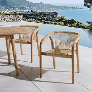 Vick - lot de 2 fauteuils bois d'acacia huilé et cordage synthétique