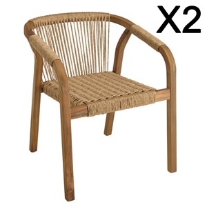 Vick - lot de 2 fauteuils bois d'acacia huilé et cordage synthétique