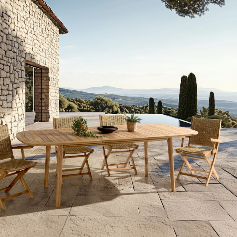 Vick - table de jardin extensible en bois d'acacia huilé 180 à 240cm