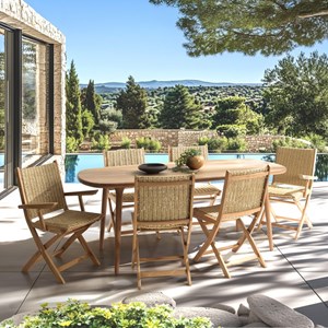 Vick - ensemble de jardin 6 places portofino en bois d'acacia