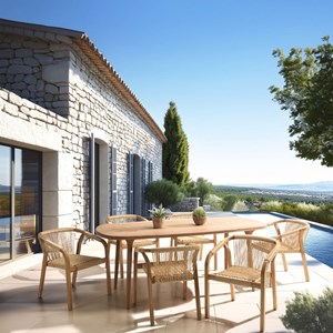 Vick - ensemble de jardin 6 places miami en bois d'acacia