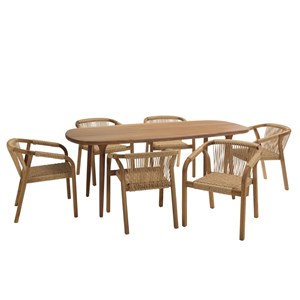 Vick - ensemble de jardin 6 places miami en bois d'acacia