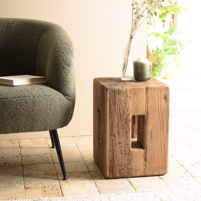 Macabane - Sandy - tabouret carré 30x30cm bois pin recyclé