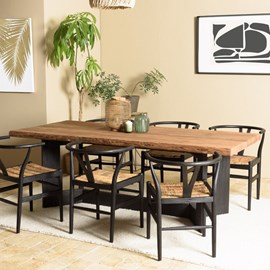 Dandy - table à manger rect. 220x100cm bois pin recyclé