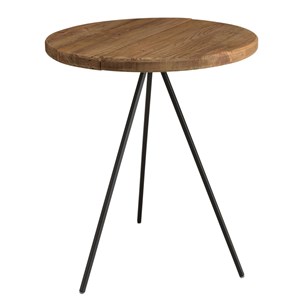 Dandy - table d'appoint ronde 45x45cm bois pin recyclé pieds métal noir