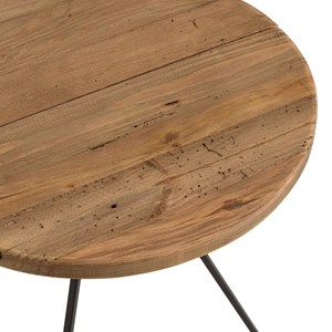 Dandy - table d'appoint ronde 45x45cm bois pin recyclé pieds métal noir