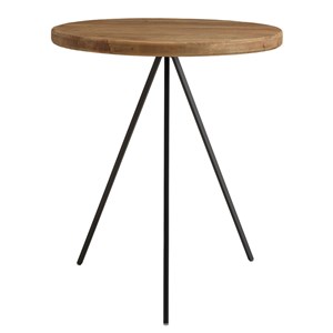 Dandy - table d'appoint ronde 45x45cm bois pin recyclé pieds métal noir