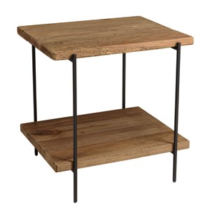 Dandy - table d'appoint rect. 50x42cm bois pin recyclé et pieds métal