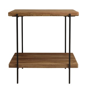 Dandy - table d'appoint rect. 50x42cm bois pin recyclé et pieds métal