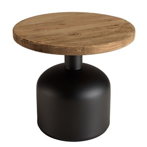 Dandy - table d'appoint ronde 50x50cm bois pin recyclé pied métal noir