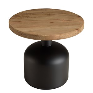 Dandy - table d'appoint ronde 50x50cm bois pin recyclé pied métal noir