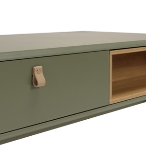 Ethan - table basse 2 tiroirs et 2 niches en bois naturel vert