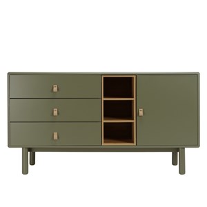 Ethan - buffet 1 porte 3 tiroirs 3 niches bois naturel vert