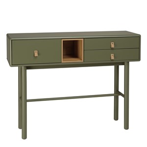 Ethan - console 3 tiroirs et 1 niche en bois naturel vert