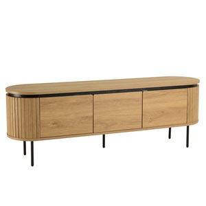 Ethan - meuble tv arrondi bois couleur naturelle 3 portes
