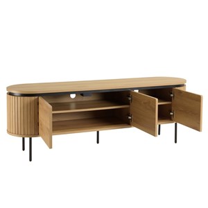 Ethan - meuble tv arrondi bois couleur naturelle 3 portes