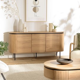 Ethan - buffet arrondi bois couleur naturelle 3 portes