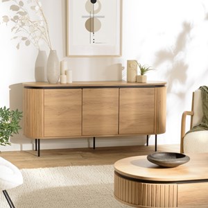 Ethan - buffet arrondi bois couleur naturelle 3 portes