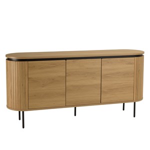 Ethan - buffet arrondi bois couleur naturelle 3 portes