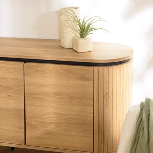 Ethan - buffet arrondi bois couleur naturelle 3 portes