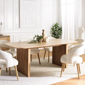 Sya - table à manger rectangulaire l200 décor et chêne naturel