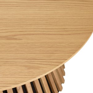 Sya - table basse ronde d80 décor et chêne naturel pied à motif strié