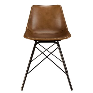 Marcel - lot de 2 chaises en cuir marron et pieds acier