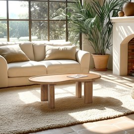 Amy - table basse 120cm forme organique en bois de mindi amy