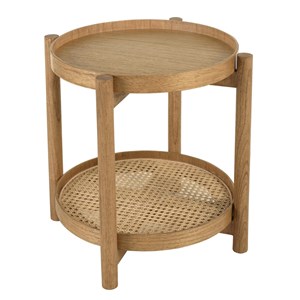Amy - table d'appoint en mindi 45.5cm avec tablette en rotin naturel amy