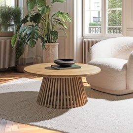 Amy - table basse ronde 90cm en bois de mindi amy
