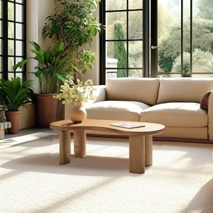 Amy - table basse 120cm forme vague en bois de mindi amy