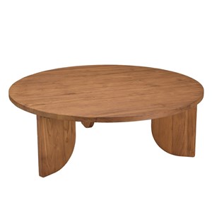 Sixtine - table basse ronde 100x100cm en bois de teck recyclé
